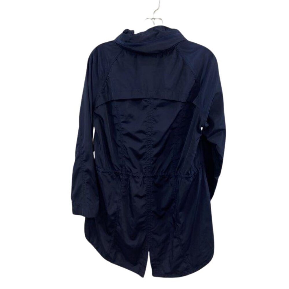 Athleta Drippity Jacket – Navy Blue (Size M) Stowable Hoodie Zip Up Front Pocket - Picture 3 of 7
